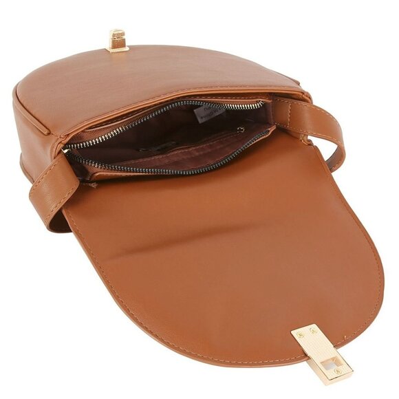 DIONA J LEATHER ADJUSTABLE STRAP SMOOTH CHIC CROSSBODY BAG COLOR BROWN - Picture 2 of 4